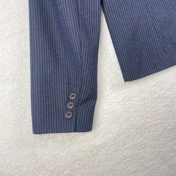 VTG Jones New York Sz 12 Blazer Jacket Pinstripe 100% Wool 80s 90s Shoulderpads - Picture 16 of 16